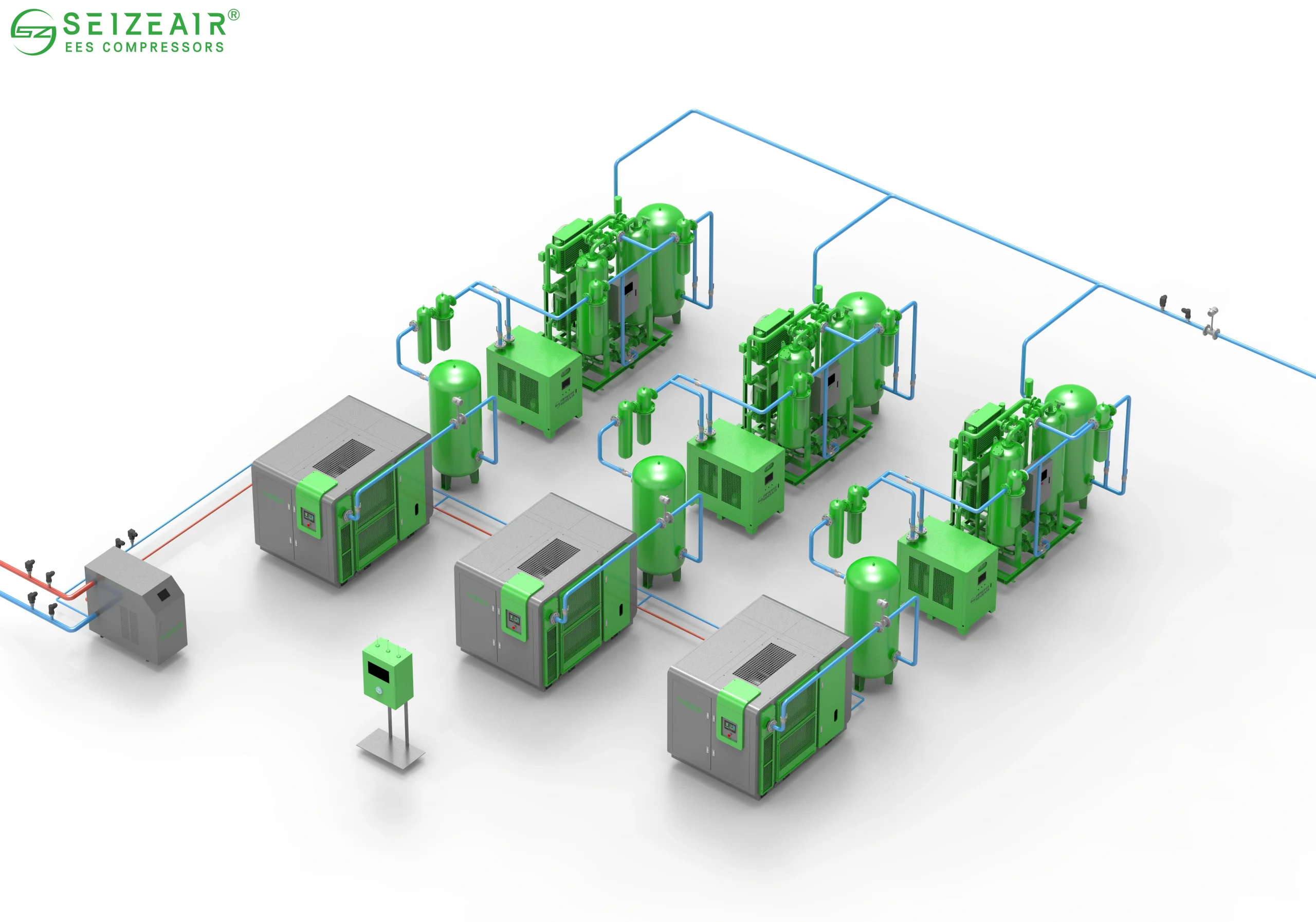 Textile factory using clean and reliable compressed air system to improve production efficiency in spinning and weaving processes.