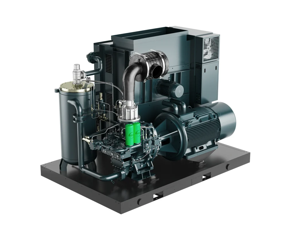 Diagram of dual-stage compression in energy-efficient air compressors