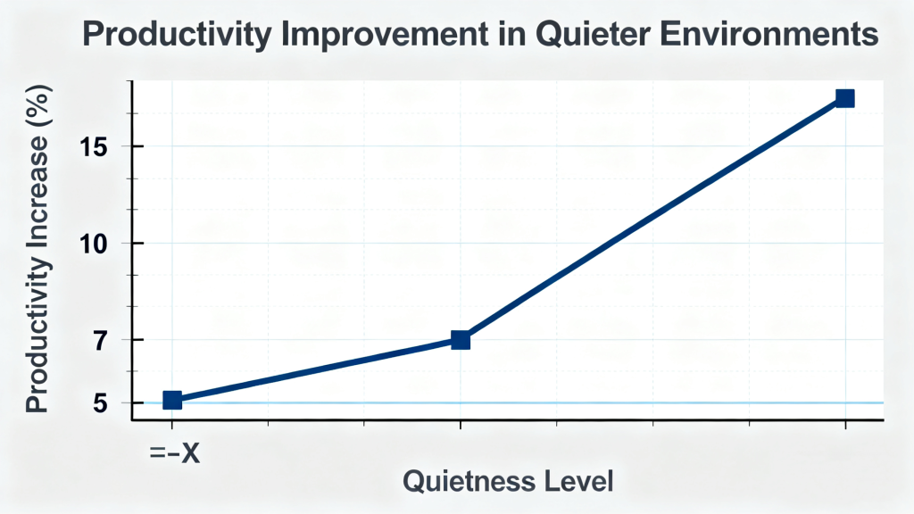 Employees in quieter environments experience less fatigue, better communication, and reduced stress levels, which leads to measurable productivity improvements (5-15%).