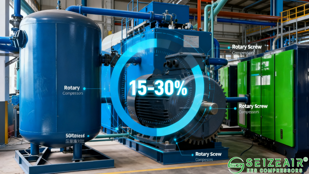 Studies show rotary screw compressors save 15-30% energy versus alternatives. 